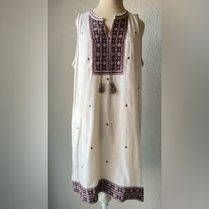 MADEWELL SUNCOAST EMBROIDERED SHIFT DRESS BRIGHT IVORY SIZE 8 100% COTTON